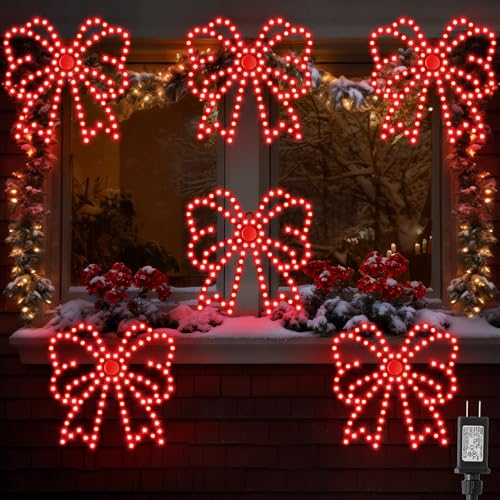 Hi Vibrant 10'' Christmas Bow Window Lights (6 Pack)