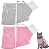 MAUDFEK 2 PCS Cat Bathing Bag, Cat Wash Bag and Cat Grooming Bag, Cat Bath and Shower Solution, Cat Bag for Bathing and Washing