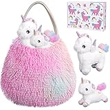 Tacobear Einhorn Kuscheltier Einhorn Spielzeug Plüsch Handtasche Weiches mit Einhorn Plüschtier Baby und Mama Rollenspiel Einhorn Geburtstag Geschenk für Mädchen 3 4 5 6 7 Jahren