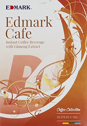 EDMARK Ginseng Coffee Pods | Arabica Coffee Blend Infused w/Ginseng | Supports Energy, Focus, Vitality & Overall Wellness | Low Sugar, Aspartame-Free Instant Coffee | 20 Sachets x 18g Enjoy Anytime