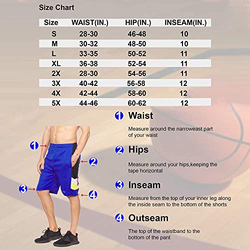 High Energy Long Basketball Shorts For Men, 4 Pack, Sports, Fitness, And Exercise, Athletic Performance, Pack 213, 5X-Large #TOP5