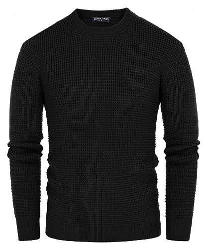 PJ PAUL JONES Mens Pullover Sweater Waffle Textured Long Sleeve Knitted Sweaters