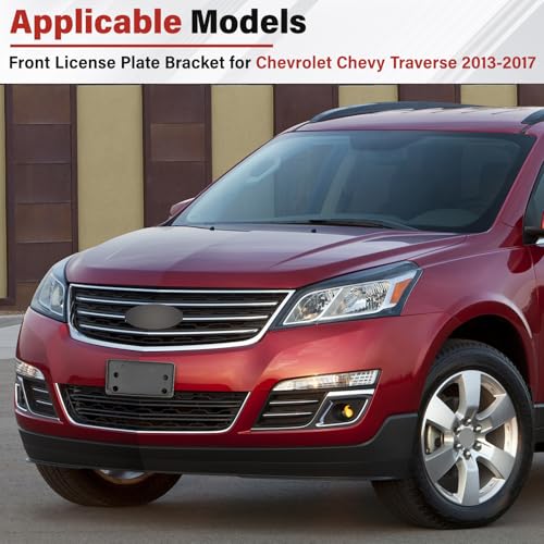 Image of License Plate Bracket Accessories for Chevrolet Chevy Traverse 2013 2014 2015 2016 2017, Front Bumper License Plate Holder Replacement Frame Black Mount