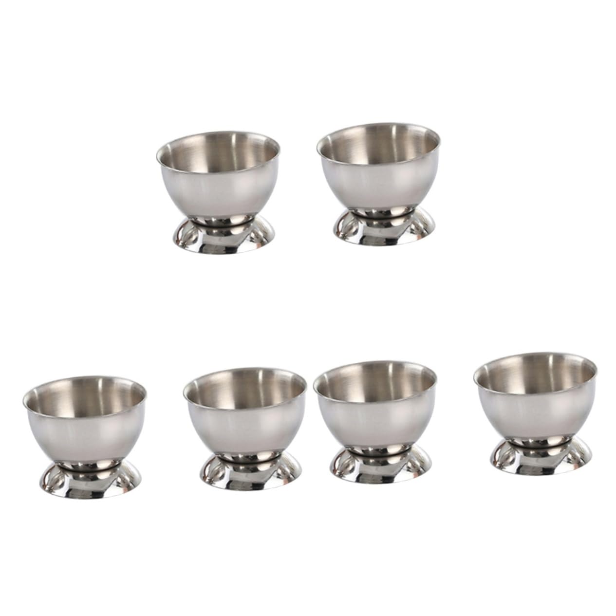 NAMOARLY 6 Pcs Boiled Egg Stand Boiled Egg Cup Holder Stainlesssteel Boiled Egg Bowl Mini Egg Cooker Silver Bar Bowl Ramekin Egg Tray for Refrigerator Filler Dippy Egg Holder Egg Organizers