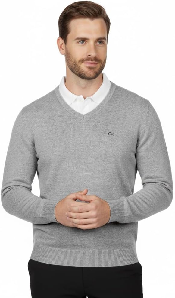 Calvin Klein Men's V-Neck Sweater - Grey Marl - M