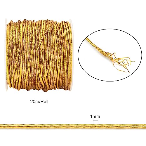 UR URLIFEHALL 21 Yards/20m x 1mm Elastic Bracelet String Cord Gold Stretch Bead Cord for Bracelets Necklace Jewellery Making Crafts - Image 2
