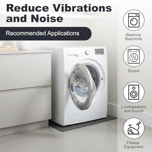 Antivibrationsmatte 60x60cm, Antirutschmatte als Waschmaschinen Unterlage, Zuschneidbare Schallschutzmatte zur Vibrationsdämpfung für Waschmaschine Trockner, Fitnessgeräte, Ideal als Bodenschutzmatte