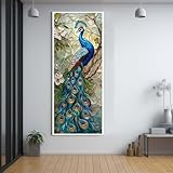  Diamond Painting Adulte Grand Format xxl 60x150cm，Diamond Painting La forêt，diamond-painting Le paon Full Round Strass，Peinture Diamant Broderie Kit Complet，Home Salon Chambre Décor Gift C73