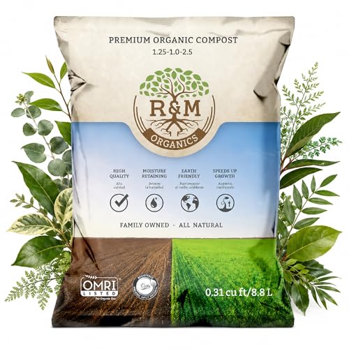 R&M Organics Premium Organic Compost 10 lb Bag for Vegetables, Flowers, Plants & Lawns-All Purpose Soil...