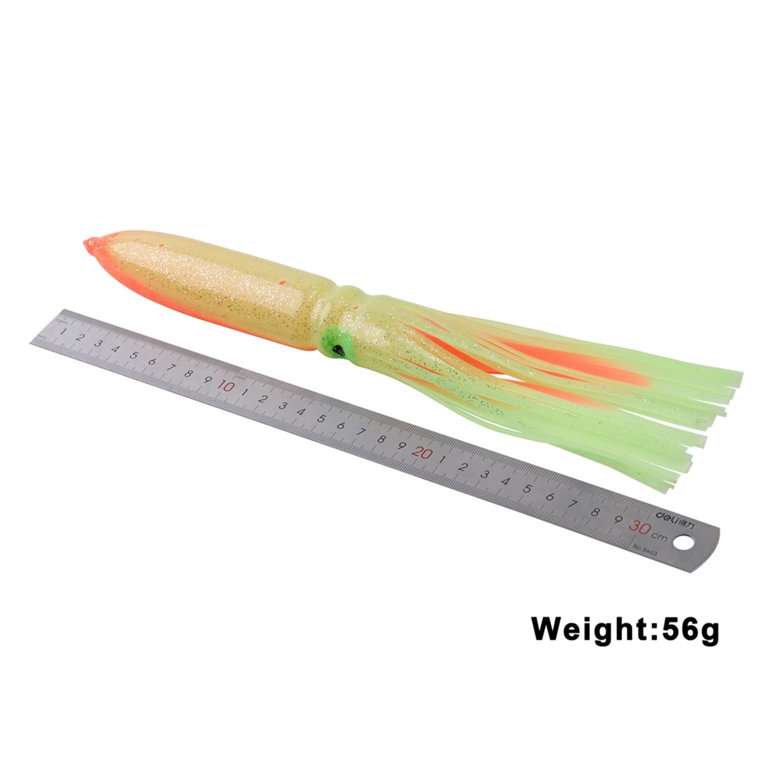 XILILHC 10 Esche da Pesca da 30 Cm/11,81 Pollici 56 G, Gonne Morbide for Calamari | Esca da pesca alla traina for polpo for esche da jigging in silicone