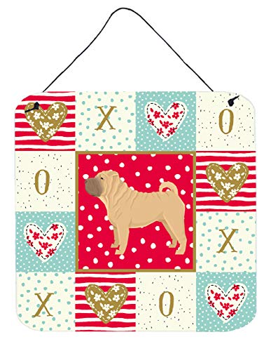 Caroline's Treasures CK5952DS66 Shar Pei Love Wall or Door Hanging Prints Aluminum Metal Sign Kitchen Wall Bar Bathroom Plaque Home Decor, 6x6, Multicolor