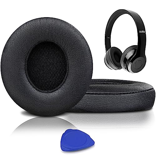 SoloWIT® Coussinets d'oreille, Oreillettes de Remplacement pour Beats Solo 2 & Solo 3 sans Fil Casque Supra-auriculaire, Cache-Oreilles Couverts en Cuir...