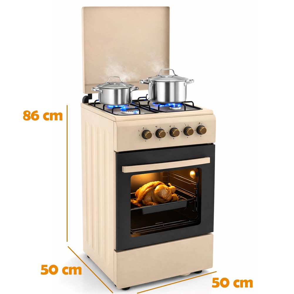 BAKAJI Cocina de exterior de alimentación a gas con horno y 4 fuegos, cocina con quemadores y parrillas extraíbles de hierro fundido con mueble y encendido ergonómico, ideal para exteriores e
