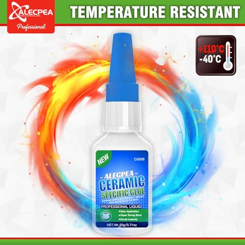 ALECPEA Ceramic Super Glue - 20g Rapid-Setting Adhesive for Porcelain & Pottery Repair | Waterproof, High Strength for Dishes, Tiles, DIY Crafts