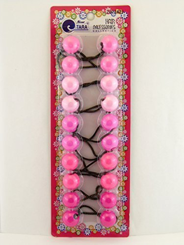 Tara Twinbead Bubble Solid Ponytail Elastics - Shades of Pink - 10 Pcs.