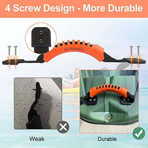 4Pack Kayak Carry Handles, Hlogree Kayaking Accessory Canoe Boat Side Mount Carry Handle Soft Rubber Replacement For Ocean, Lifetime, Pescador, Emotion Kayaks Suitcase Luggage Orange #TOP3