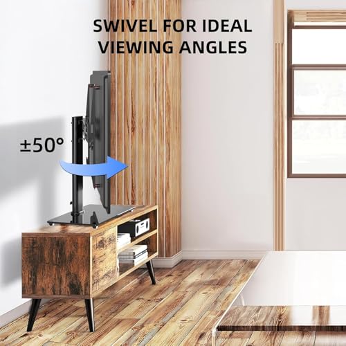 Miniatura 2 de Suptek Soporte Tv Pie Para Mesa: Base De Tv 26-55 Pulgadas Con Vidrio Templado 8mm, Giratorio 50 Y Altura Ajustable, Carga 45kg, Vesa 400x400mm, Sin Taladros Ts202