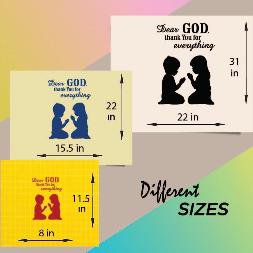 Miniatura 2 de Vinilo adhesivo de pared para decoración del hogar, diseño de silueta de "Querido Dios gracias por todo", frase de frase "Little Boy and Girl"