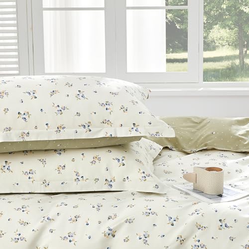 SAPHREAS Botanical Purple Flower Duvet Cover Set Full Size Purple Floral White Bedding Comforter Cover Set 100% Cotton 1 Duvet Cover 90"x80" 2 Pillow Shams, Comforter Not Included by SAPHREAS - Used condition - Image 3
