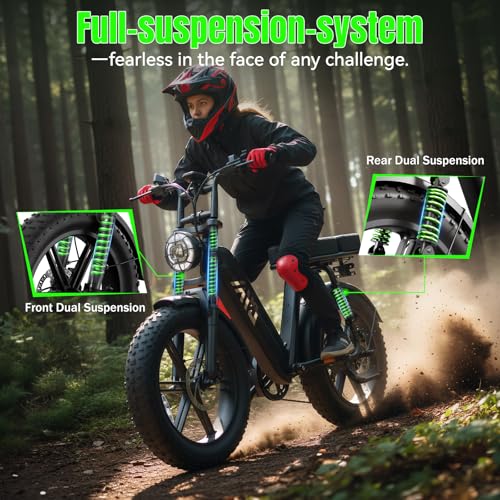 TST Electric Bike for Adults 1500W Peak 20″ Fat Tire All-Terrain E-Bike 60 Miles 28MPH Electric Dirt Bike for Road Sand Mountain Snow – 48V 15AH Battery Powered Electric Motorcycle for Adventure