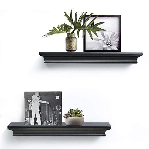 AHDECOR Black Floating Shelves, Modern Wall-Mounted Shelves for Home Decor