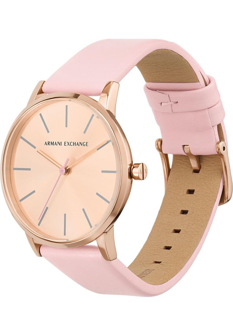 Armani Exchange Montre pour Femmes, Mouvement à Quartz et boîtier de 36 mm avec Bracelet en Acier Inoxydable, en Cuir ou en Silicone, Ensemble Rose pâle et Or Rose, 36MM