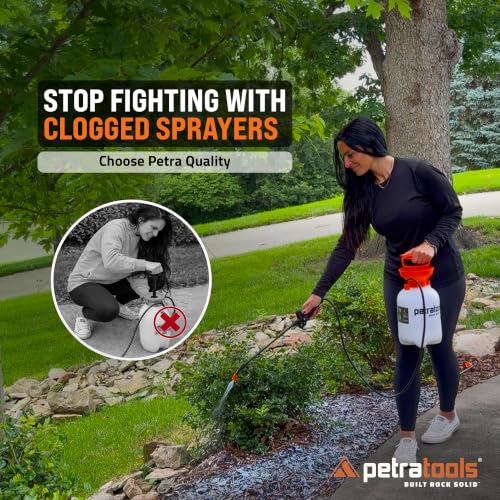 Image of PetraTools HD101 Garden Pump Sprayer, 52-in Long Hose & 2 Nozzles, 1 Gallon