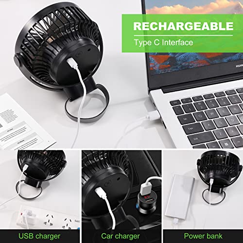 Odoland-2-Packs-10000mAh-Camping-Rechargeable-Fan-with-Hanging-Hook-Carabiner-Portable-Battery-Operated-Tent-Fan-Quiet-Strong-Airflow-Outdoor-Fan-USB-Desk-Fan-for-Picnic-Travel-Barbecue-Fishing