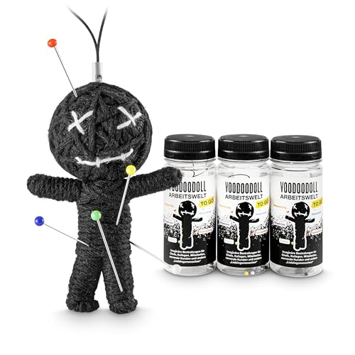 3er-Pack: Voodoo Doll in Dose | lustige Mini-Voodoo-Puppe to go | ARBEITSWELT Voodoo-doll | imaginäre Strafen für 'geliebte' Chefs, 'sympatische' Kollegen und andere 'Lieblingsmenschen' auf der Arbeit