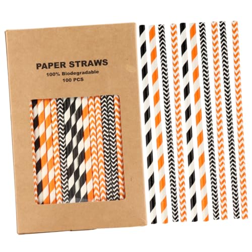 Pajillas desechables de papel Kraft Halloween 100 pcs miniatura 1