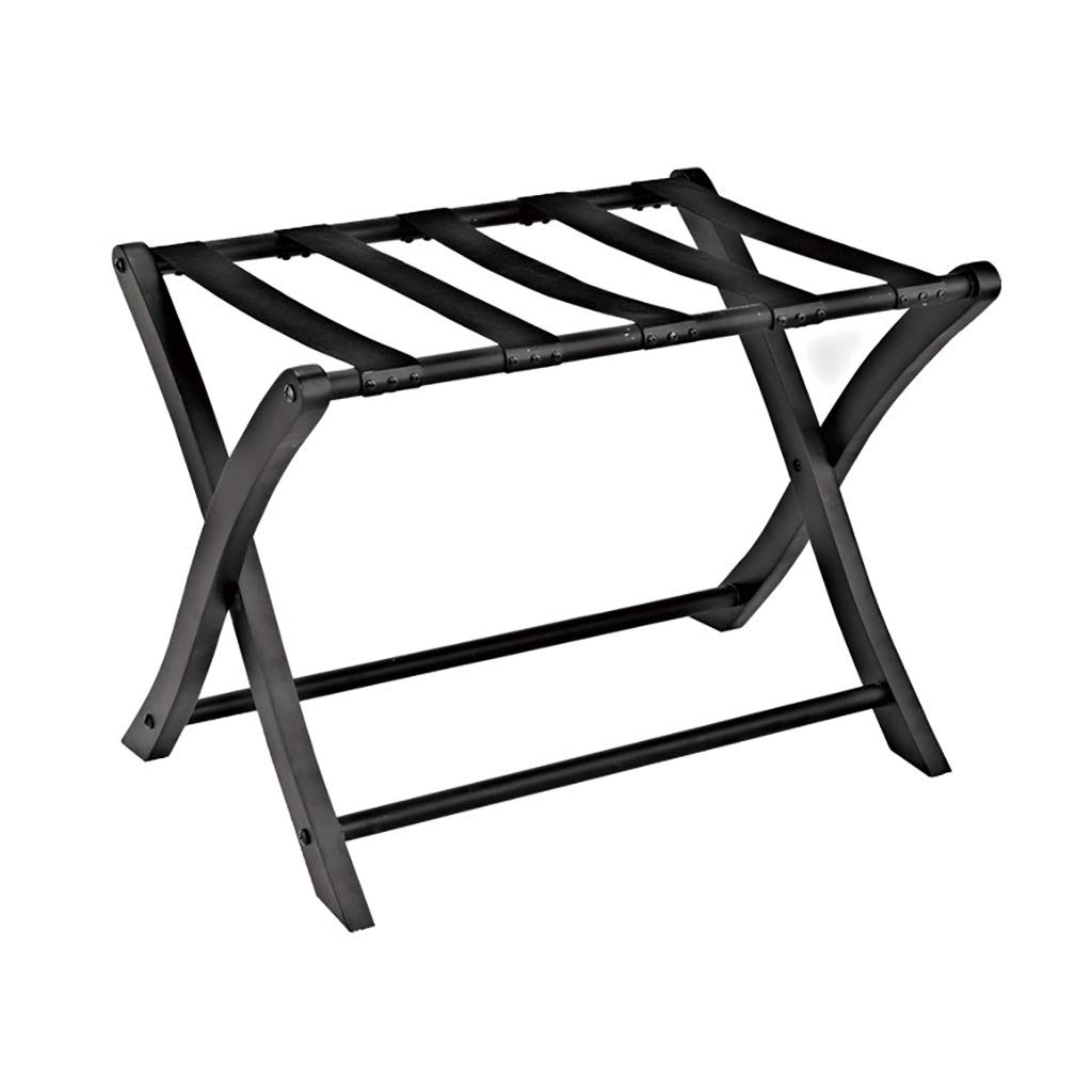 Porte-bagages pliable d'hôtel en bois support de valise noir 66x50x50cm