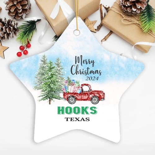 Christmas Ornament Hooks TX Ornaments Gifts Ideas Hooks Texas New Home Town 2024 Keepsake Housewarming for Family Friend Star 3''