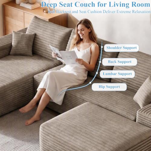 Image of Boneless Cloud Sectional Couch Modular Sofa with Ottoman for Living Room