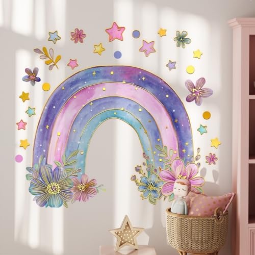 Vinilo Decorativo Arcoíris Acuarela para Habitación Infantil miniatura 1