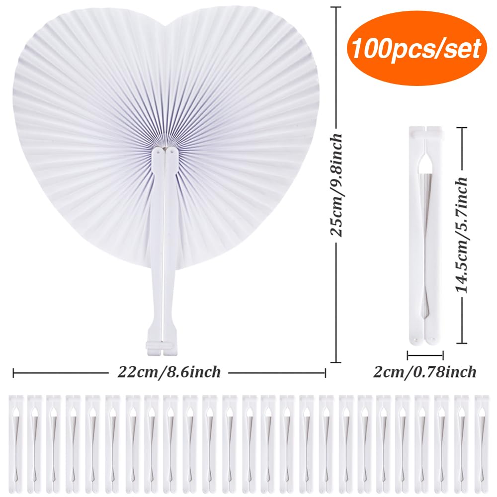 100 Eventail Mariage Blanc,Décoration Éventail Mariage Champêtre, Cadeau pour Invités de Mariage,Eventail personnalisable Fête Décoration