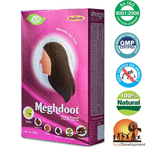 Image of Meghdoot Ayurvedic Powder for Dandruff Control & Oily Scalp, Enriched with Amla, Reetha, Shikakai, Methi, Nagarmotha, Bhringraj, 100% Natural Herbs, Sulphate and Paraben Free, 200g Each (Pack of 2)