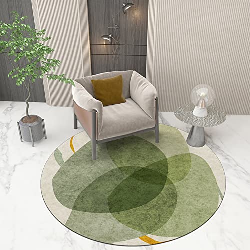 Tapis rond salon chambre table basse peluche verte 140 cm