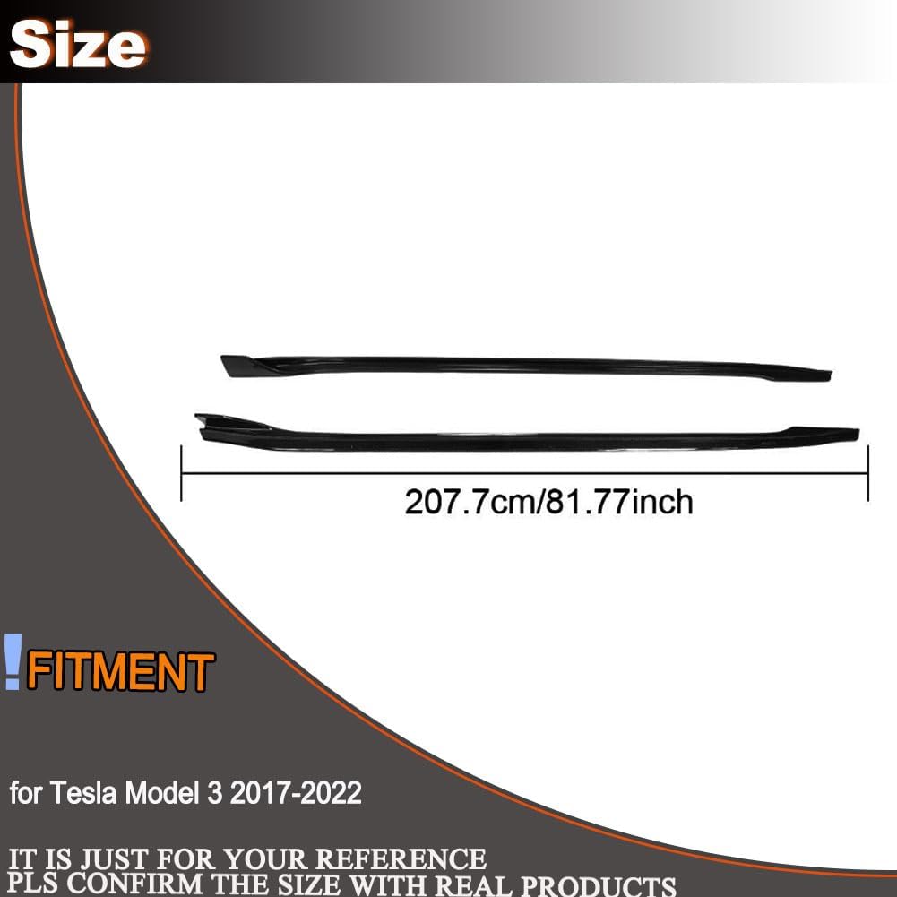 MCARCAR KIT Gloss Black Side Skirts Fits for Tesla Model 3 Sedan 2017-2022 Gloss Black Under Door Rocker Panels Valance Extension Lip Factory Outlet