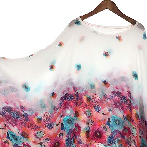 Max Hsuan Womens Ladies Baggy Oversize Plus Size Batwing Tunic Top Blouse Floral Chiffon Kaftan - Image 4