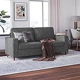 DHP Liah 3-Seater Sofa with Pocket Spring Cushions, Dark Gray Linen