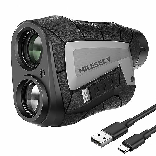 MiLESEEY Telémetro Golf 600m con Recarga USB Precisión ± 0,55 Yardas Telémetro Golf con Bloqueo de Bandera y Vibración, Pendiente de Encendido/Apagado, Torneo Legal