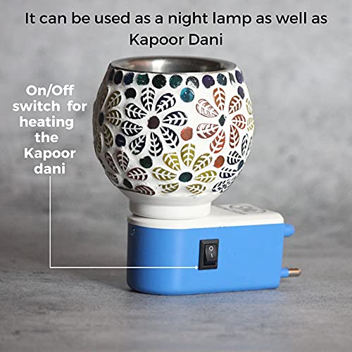 Image of Brahmz Glass Mosaic Kapoor Dani Oil Burner,Scented Oil Diffuser Plug in Aroma Diffuser for Home and Office