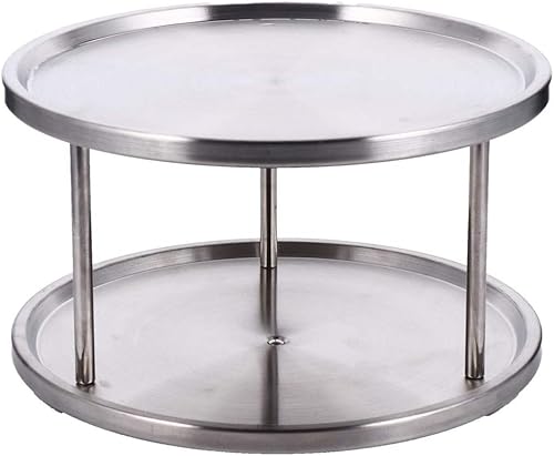 YARNOW Organizador de especias para gabinete, 2 niveles, estante de especias de acero inoxidable para mesa de comedor, encimeras de cocina,