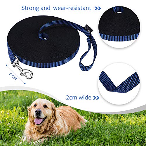 Image of Hi Kiss Dog /Puppy Obedience Recall Training Agility Lead - 15ft 20ft 30ft 50ft 100ft Training Leash - Great for Training, Play, Camping, or Backyard(50ft,Black Blue)