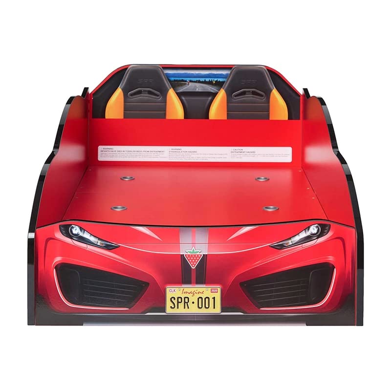 Cilek Spyder Race Car Toddler Bed Frame, Toddler, Red