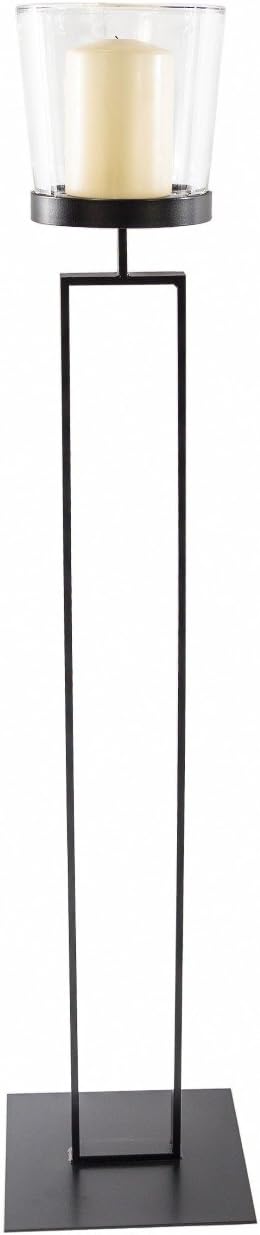 Lantern candelabrum handmade in black varnished iron h.110 x l.26 x w.26 cm. - G5N