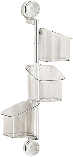 Organizador de ducha con ventosa - Contenedor giratorio de montaje en pared con drenaje - Caja de almacenamiento de pared de baño para organización