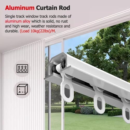 Extra Long Straight Ceiling Track Rail Set, Modern Room Divider System, Aluminum Privacy Partition with Silent Pulleys, Ideal for Living Room, Bedroom, Office (Black)