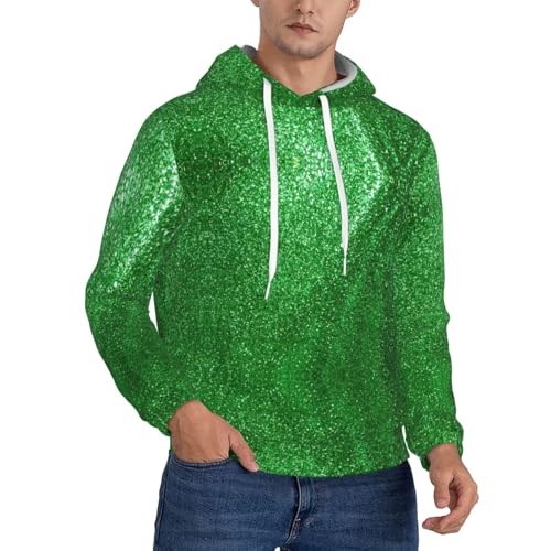Sweat à capuche unisexe à paillettes vertes avec grande poche kangourou
