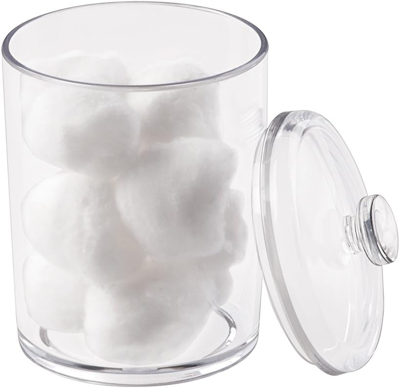 InterDesign Basic Storage Box, Small Cotton Pad Holder with Lid, Made of Plastic, Clear